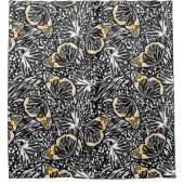 トレンディーの手描き蝶が混飛んでいるじり合う シャワーカーテン (正面)