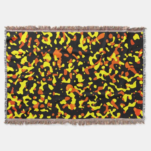 トレンディーの明るい黄色とオレンジの迷彩模様 スローブランケット (正面)