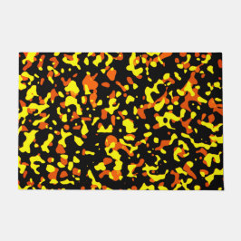 トレンディーの明るい黄色とオレンジの迷彩模様 ドアマット