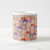 トレンディーの服を着たラマ模様 ジャンボコーヒーマグカップ (正面)