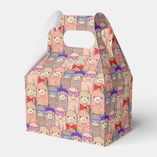 トレンディーの服を着たラマ模様 フェイバーボックス (正面サイド)