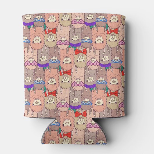 トレンディーの服を着たラマ模様 缶クーラー (裏面)