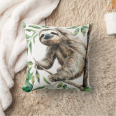 トレンディーの木の中のかわいいナマケモノ クッション (ブランケット)