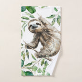 トレンディーの木の中のかわいいナマケモノ バスタオルセット (ハンドタオル)