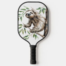 トレンディーの木の中のかわいいナマケモノ ピックルボールラケット