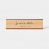 トレンディーの木目調の手エレガント書きテンプレート デスクネームプレート (正面)