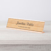 トレンディーの木目調の手エレガント書きテンプレート デスクネームプレート (正面)