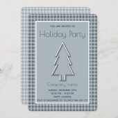 トレンディーの格子冬の陽気なクリスマスツリー 招待状 (正面/裏面)