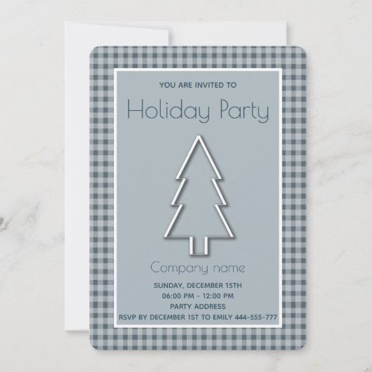 トレンディーの格子冬の陽気なクリスマスツリー 招待状 (正面)