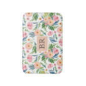 トレンディーの水の色パステルピンク&ピーチピーニー バスマット (正面縦)