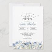 トレンディーの水色の冬のほこりっぽい青い野花 招待状 (正面)