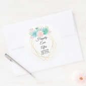 トレンディーの水色の多肉食の後に幸せに ラウンドシール (封筒)