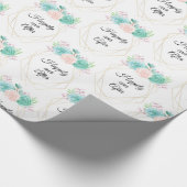 トレンディーの水色の多肉食の後に幸せに ラッピングペーパー (角)