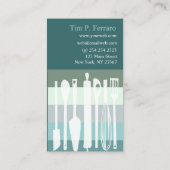 トレンディーの淡い色のなティール(緑がかった色)の青い料理用のベーカリーの調理師のシェフ 名刺 (裏面)