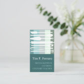 トレンディーの淡い色のなティール(緑がかった色)の青い料理用のベーカリーの調理師のシェフ 名刺 (スタンド正面)