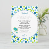 トレンディーの点のウミガメのベビーはノート感謝していしています + 詩 サンキューカード (スタンド正面)