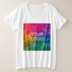 トレンディーの白色テンプレートのアップロードビジネスロゴ プラスサイズTシャツ