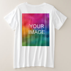 トレンディーの白色テンプレートアップロードイメージロゴ プラスサイズTシャツ