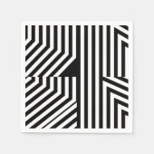 トレンディーの白黒のジオメトリックストライプパターン スタンダードカクテルナプキン (正面)