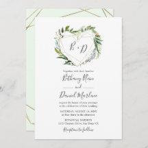 トレンディーの緑と幾何学的ハート結婚の