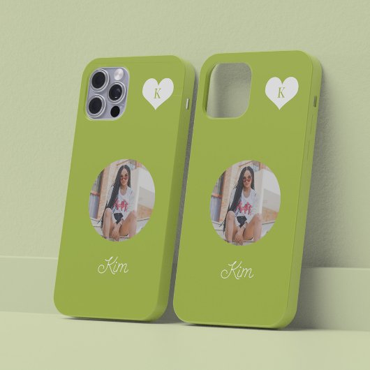 トレンディーの緑の写真と名パーソナライズされた前 Case-Mate iPhoneケース