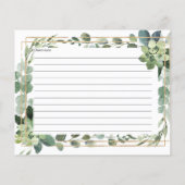 トレンディーの緑の多肉性の花金ゴールドレシピカード (裏面)