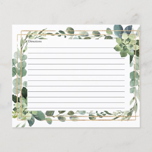 トレンディーの緑の多肉性の花金ゴールドレシピカード