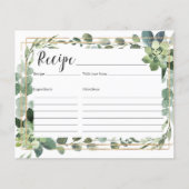 トレンディーの緑の多肉性の花金ゴールドレシピカード