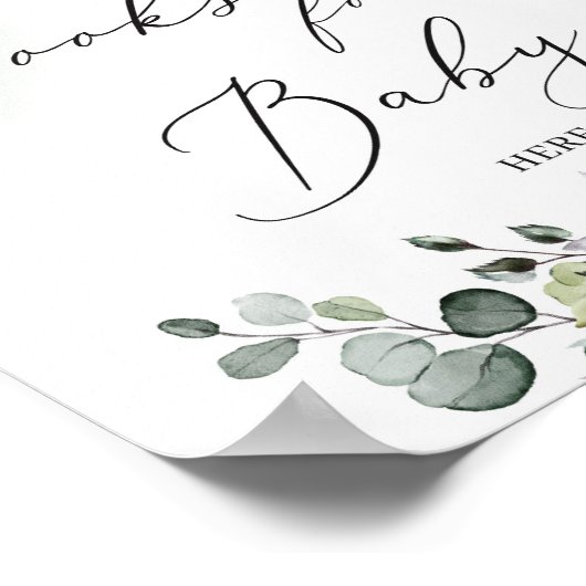 トレンディーの緑の葉のボホの本ベビー標識 ポスター (角)