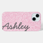 トレンディーの花のパターンと名前 – ピンクとグレー Case-Mate iPhoneケース (裏面 (横))