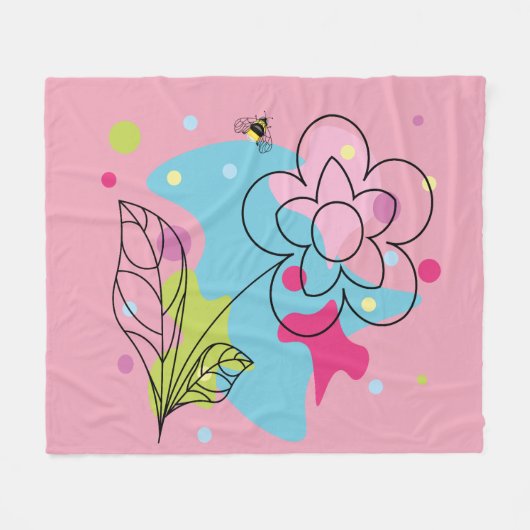 トレンディーの花の斑点のベクターパターン フリースブランケット (正面(横))