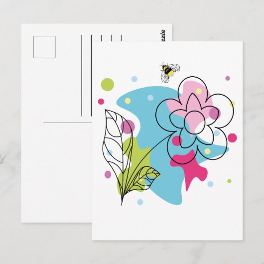 トレンディーの花の斑点のベクターパターン ポストカード (正面/裏面)