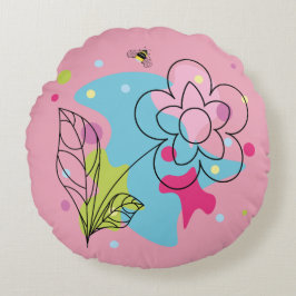 トレンディーの花の斑点のベクターパターン ラウンドクッション