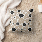 トレンディーの花の模様(トープ、黒、白) クッション (ブランケット)