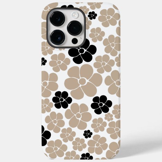 トレンディーの花の模様（トープ、黒、白） Case-Mate iPhoneケース (裏面)