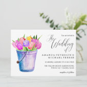 トレンディーの花の結婚バケツ 招待状 (スタンド正面)