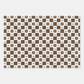 トレンディーの茶色と白のパタ市松模様にーン ラッピングペーパーシート (正面3)