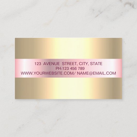 トレンディーの輝エレガントきの点滅、金ゴールドメイクアップアーティスト 名刺 (裏面)