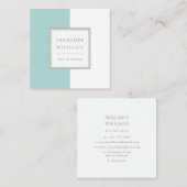 トレンディーの青と白のカラーブロック スクエア名刺 (正面/裏面)