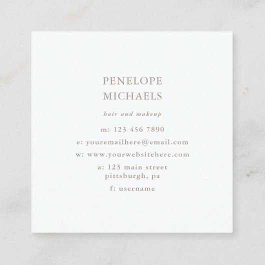 トレンディーの青と白のカラーブロック スクエア名刺 (裏面)