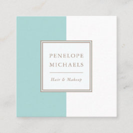 トレンディーの青と白のカラーブロック スクエア名刺