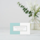 トレンディーの青と白のカラーブロック 名刺 (スタンド正面)