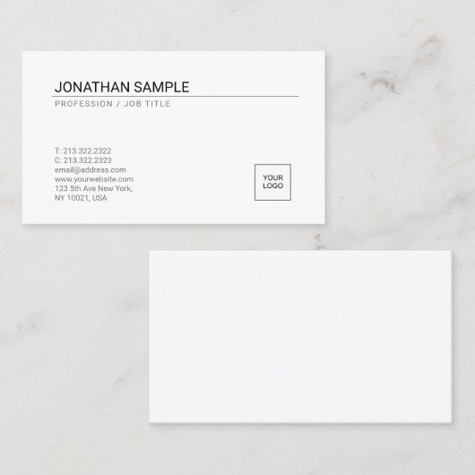 トレンディーはあなたのロゴのエレガントで白くシンプルな平野を加えます 名刺 (正面/裏面)