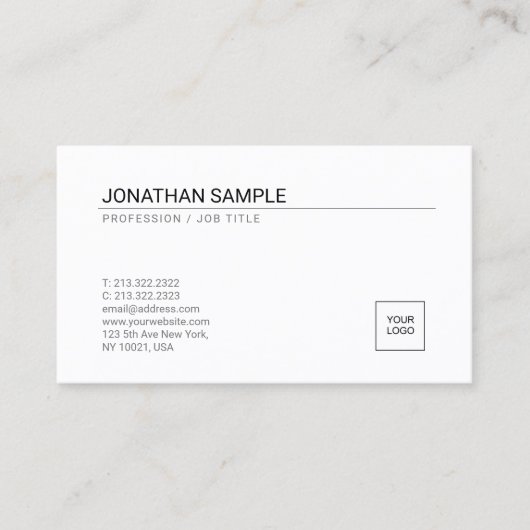 トレンディーはあなたのロゴのエレガントで白くシンプルな平野を加えます 名刺 (正面)