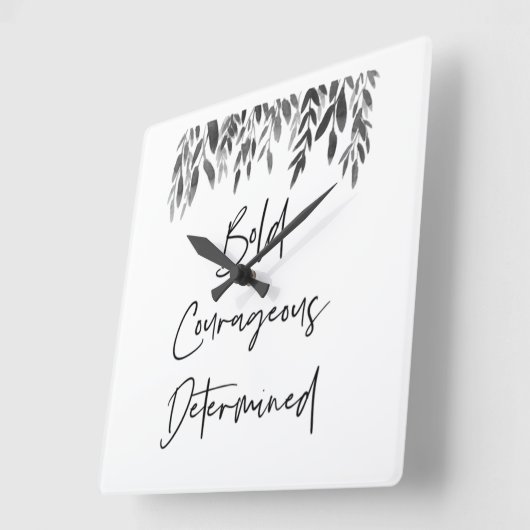 トレンディーはっきりしたの果敢な決意 スクエア壁時計 (傾斜)