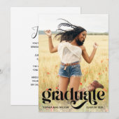 トレンディーはっきりしたタイポグラフィオーバーレイフォトグラッドパーティー 招待状 (正面/裏面)