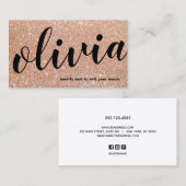 トレンディーはっきりしたバラ金ゴールドグリッタースクリプト書 名刺 (正面/裏面)