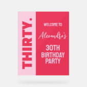 トレンディーはっきりしたピンクと赤ガーリー30歳の誕生日のサイン アクリルサイン (正面)