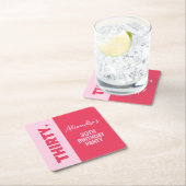 トレンディーはっきりしたピンクと赤ガーリー30歳の誕生日 スクエアペーパーコースター (インサイチュ)