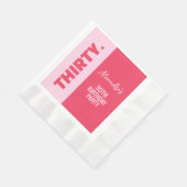 トレンディーはっきりしたピンクと赤ガーリー30歳の誕生日 縁ありランチョンナプキン (角)